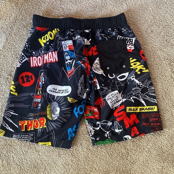 Marvel Swim Board Shorts Black Red Blue White Size SMALL - Picture 5 of 6